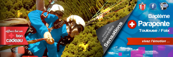 Baptême Parapente découverte 10/20 min. Toulouse / Foix - Ariège