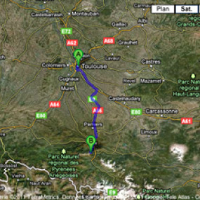 ItinÃ©raire Toulouse <=> Prat d'albis Ã  Foix